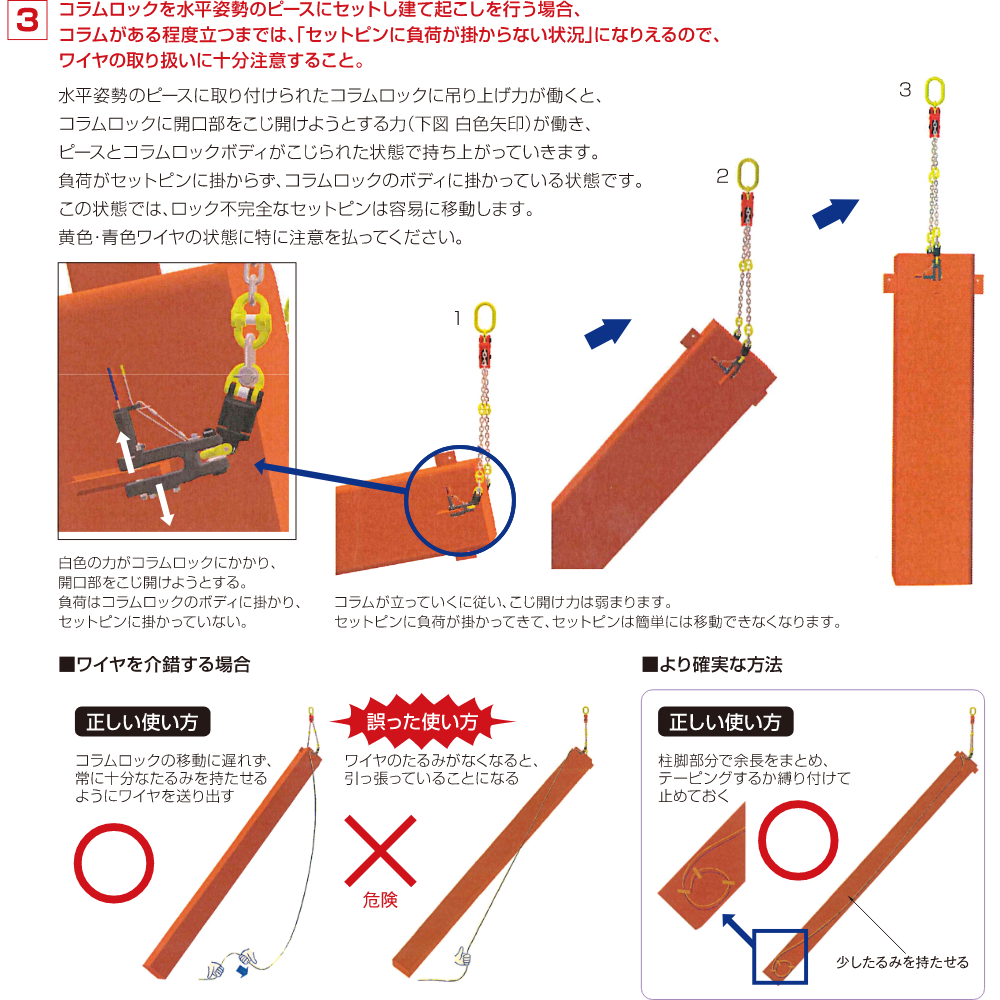 コラムロック使用上の注意 協和ロープ